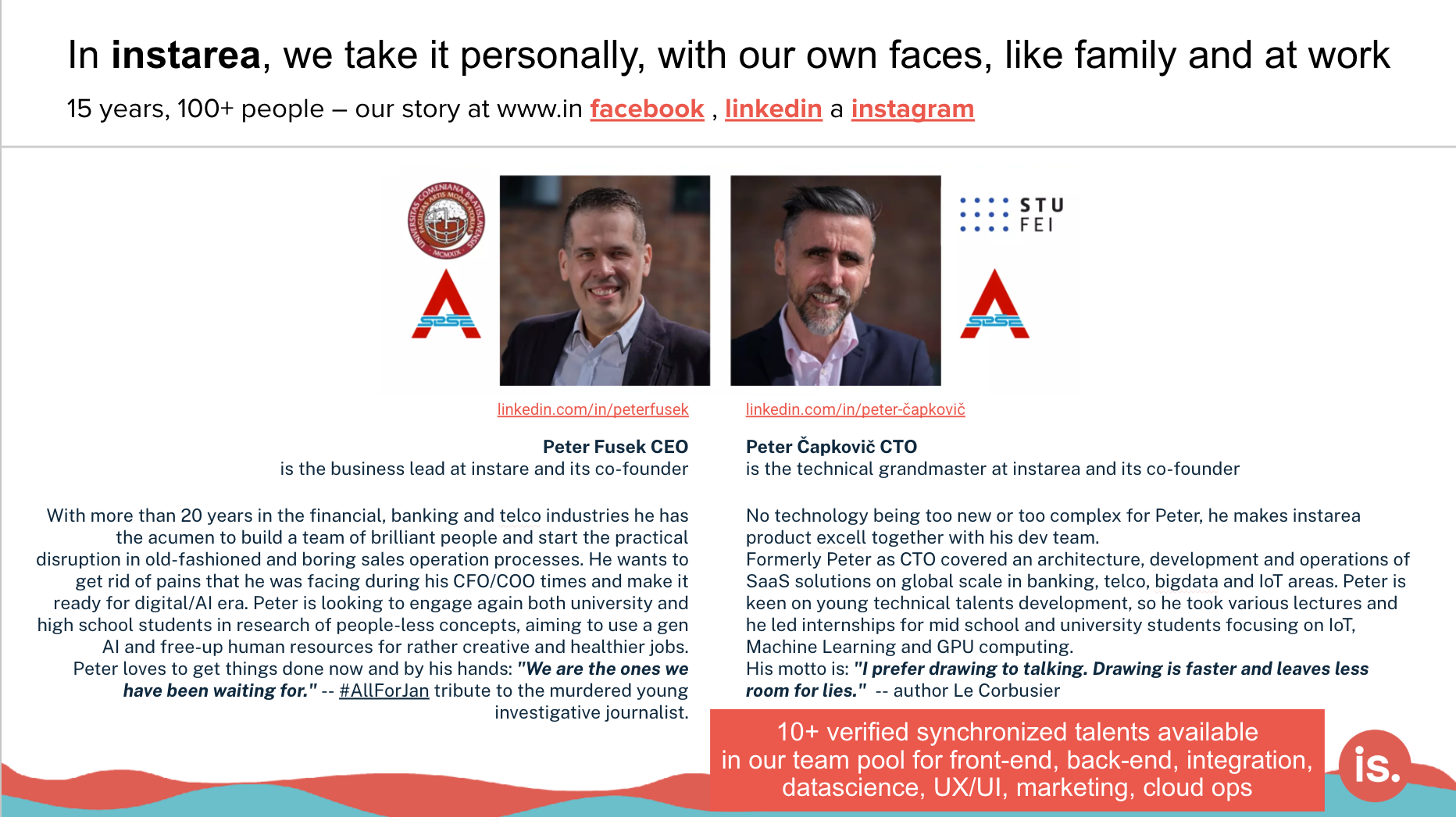 Peter Fusek CEO & Peter Čapkovič CTO — instarea